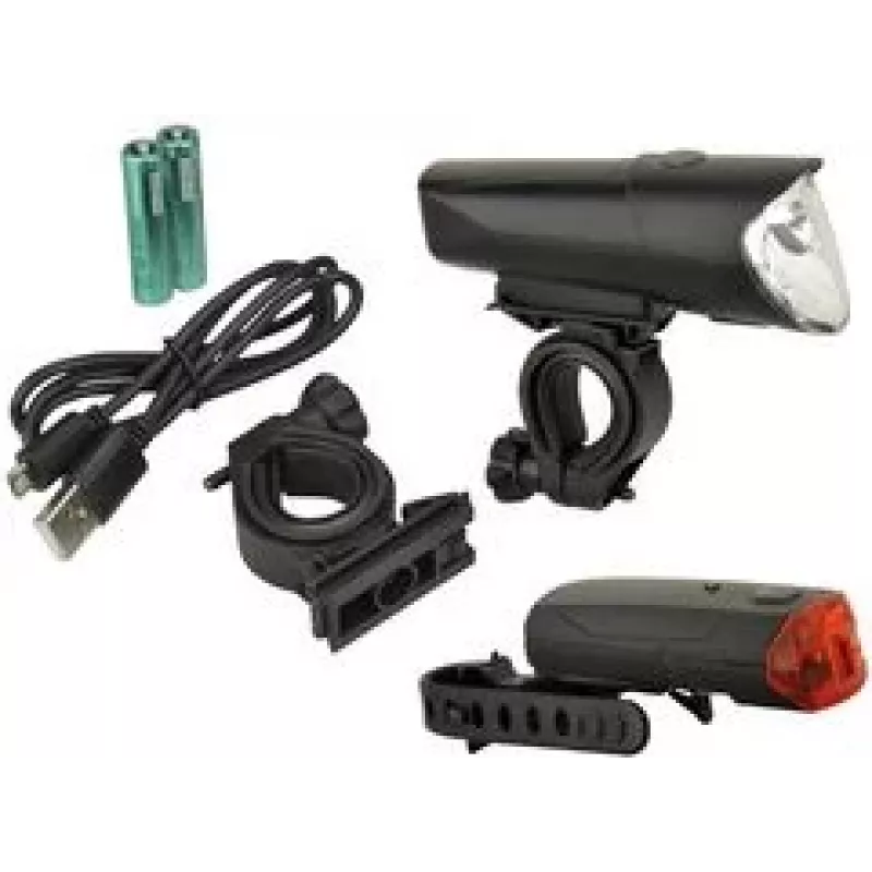 FISCHER Conjunto de iluminação LED para bicicleta 40/20/10 lux, aprovado StVZO, preto (85346)