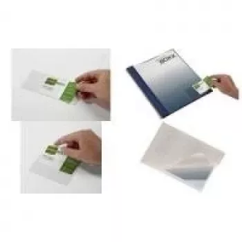 DURABLE POCKETFIX Bolsa autoadesiva 90x57mm, recorte para o polegar, transparente, pack de 100 837919