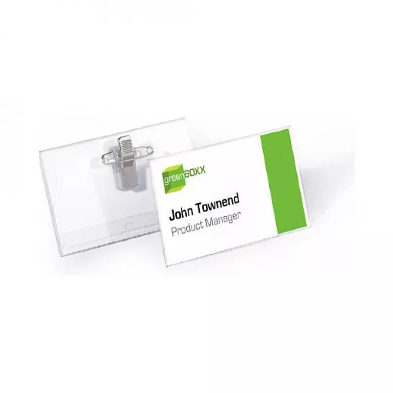DURABLE Porta-crachás 90x54 mm com clipe combinado, transparente, 5 unid. (861019)