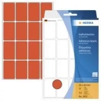 HERMA Etiquetas permanentes vermelho 25 x 40 mm 512 etiquetas (32 folhas x 16) 2452