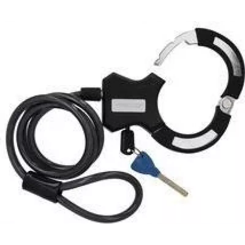 FISCHER Fecho de cabo com suporte de quadro, 1200 mm, fecho de chave tipo algemas, preto 50745