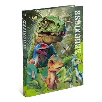 Dossier de anilhas HERMA Dino World A4, cartão resistente, mecanismo de 2 anilhas, lombada 30 mm, totalmente impresso, para certificados e material escolar 20160