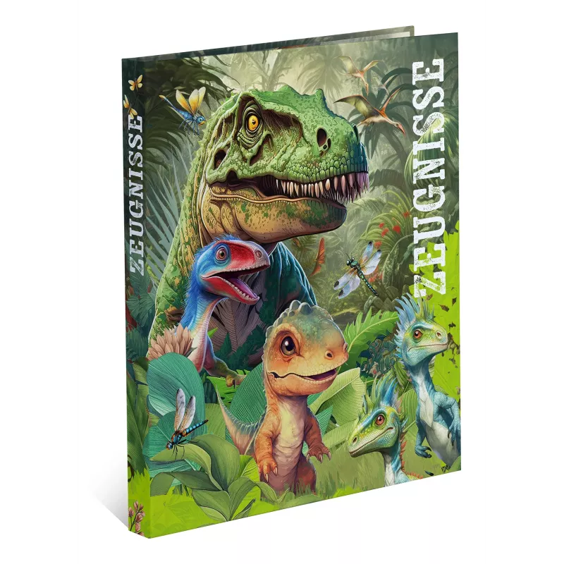 Dossier de anilhas HERMA Dino World A4, cartão resistente, mecanismo de 2 anilhas, lombada 30 mm, totalmente impresso, para certificados e material escolar 20160