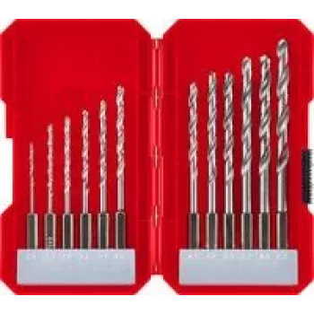 Conjunto de brocas helicoidais HSS para metal kwb 108810, 12 peças, compatível com buchas de aperto rápido e de coroa dentada
