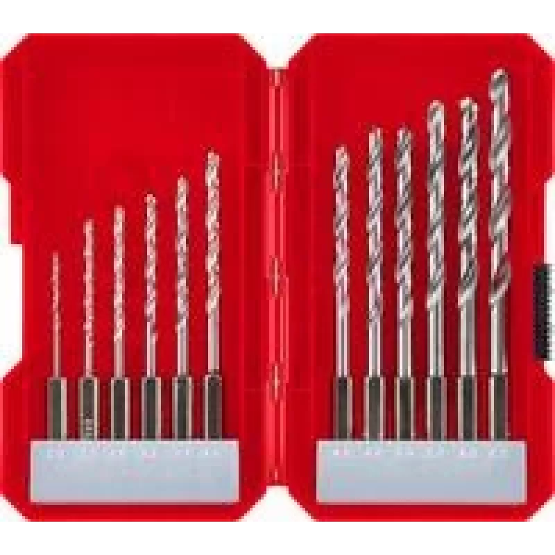 Conjunto de brocas helicoidais HSS para metal kwb 108810, 12 peças, compatível com buchas de aperto rápido e de coroa dentada