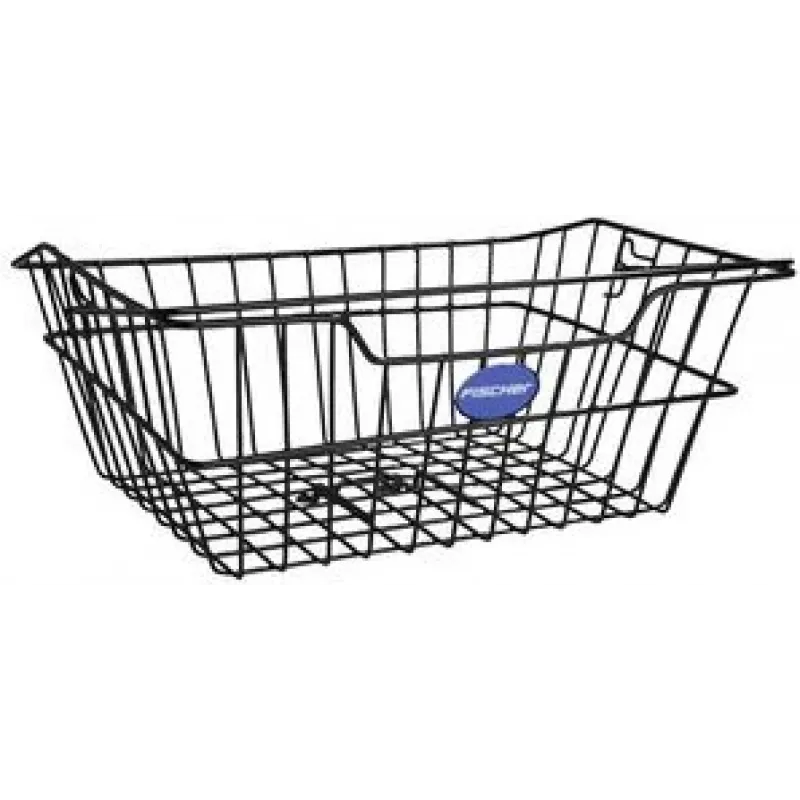 Cesto de bagageira para bicicleta FISCHER, arame de aço de malha grossa preto, montagem por aperto sem ferramentas, capacidade de carga 5 kg 61036