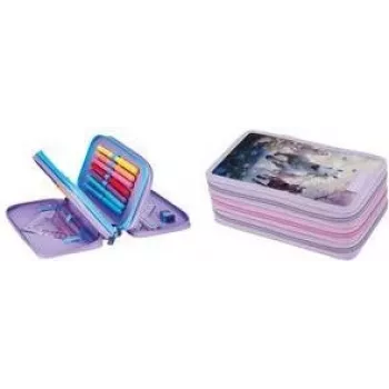 Estojo de lápis Herlitz TriCase Whisper Mane 31 peças, poliéster, 3 compartimentos, 3 fechos de correr 400205915