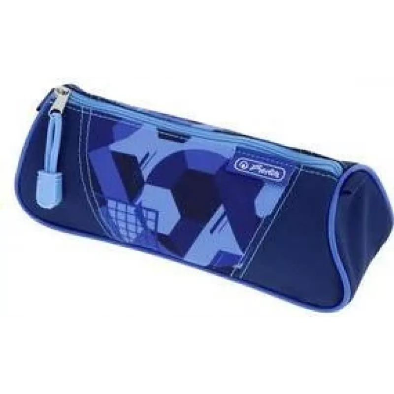 Estojo de lápis Herlitz triangular azul Goal poliéster, 1 compartimento com fecho de correr 400205920