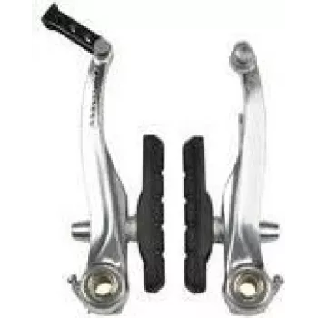 Conjunto de travão de aro V-Brake FISCHER com pastilhas de travão para aros de alumínio, frente ou trás, prateado 85202