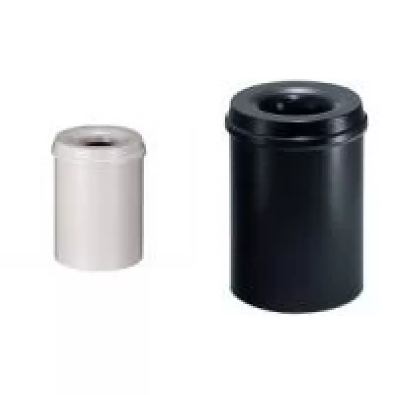 Balde de aço para resíduos HELIT H2515695 com cabeça de extinção de chamas, 30 L, preto, redondo, Ø335 x 470 mm