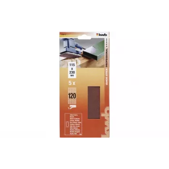 Folhas de lixa kwb 818912 grão 120, 230 mm x 115 mm, 5 unid.