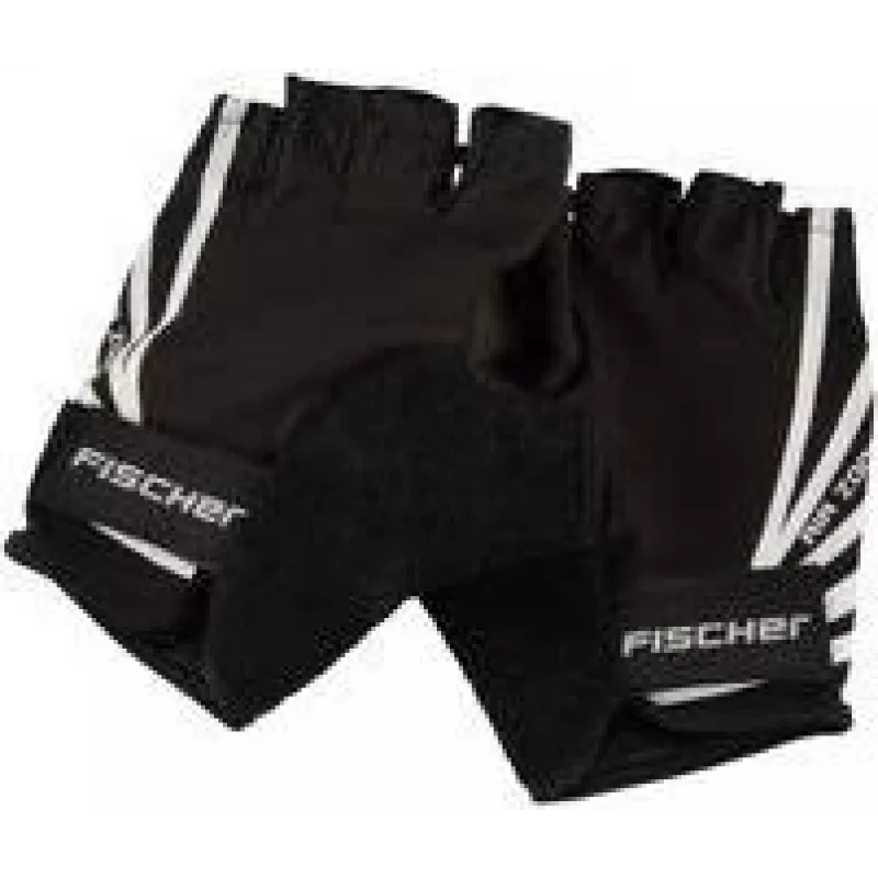 FISCHER luvas de ciclismo Sport, tamanho S/M, palma acolchoada, dorso respirável, fecho de velcro, unissexo, dedos cortados 86313