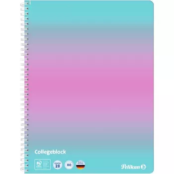 Pelikan bloco College Color Edition A4 menta/rosa pautado com 2 margens, 80 folhas, 70 g/m² sem madeira, 4 furos, 1 unid. 400197019