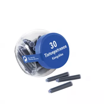 Pelikan 4001 cartuchos de tinta curtos Standard International para caneta de tinta permanente, azul-real, apagável e lavável, 30 cartuchos em frasco 300003745