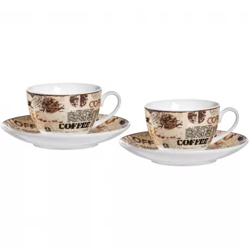 Ritzenhoff & Breker CREMA conjunto de cappuccino, 4 peças, porcelana, impressão de motivo, lavável na máquina de lavar louça 422108