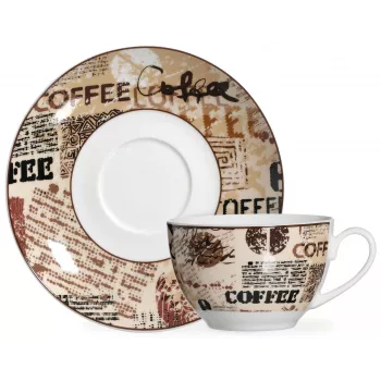 Ritzenhoff & Breker CREMA conjunto de cappuccino, 4 peças, porcelana, impressão de motivo, lavável na máquina de lavar louça 422108