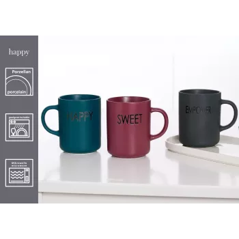 Ritzenhoff & Breker PETROL HAPPY conjunto de chávenas de café, 390 ml, porcelana, lavável na máquina de lavar louça, 4 peças 425642