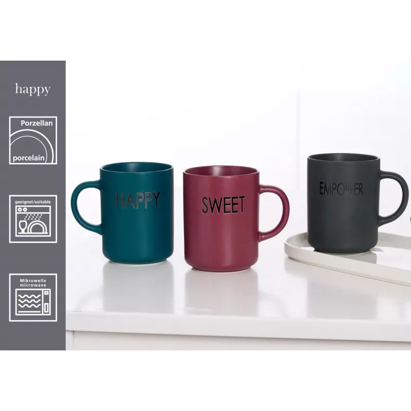 Ritzenhoff & Breker PETROL HAPPY conjunto de chávenas de café, 390 ml, porcelana, lavável na máquina de lavar louça, 4 peças 425642