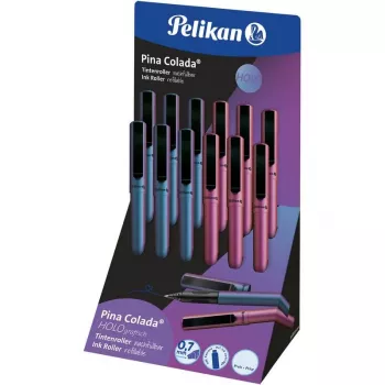 Pelikan Pina Colada Holo roller de tinta - expositor com 12 unid., verniz metálico holográfico, tinta azul-média 300007994