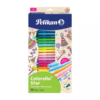 Pelikan Colorella Star C302/50 conjunto de marcadores, 50 cores diferentes, tinta à base de água lavável, tampas ventiladas 825092