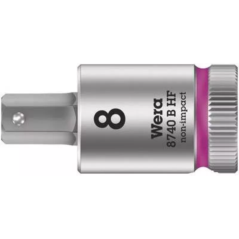 Wera Zyklop 8740 B HF chave de caixa de 6 faces interior de 3/8 de polegada, 8 mm, com função de retenção 05003039001