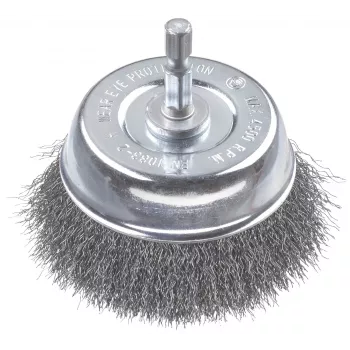 kwb Escova de arame tipo tacho 75 mm, aço ondulado 0,2 mm, haste de 6 mm para metal e pedra 606310