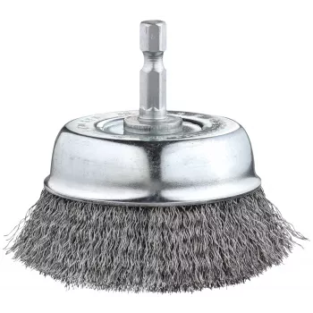 kwb Escova de arame tipo tacho 75 mm, aço ondulado 0,2 mm, haste de 6 mm para metal e pedra 606310