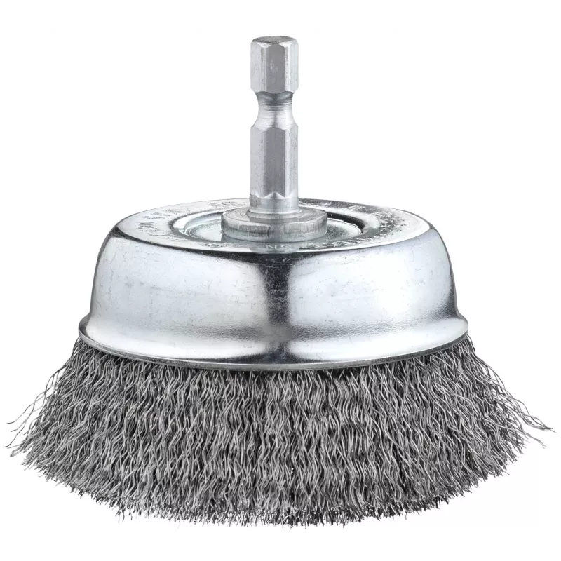 kwb Escova de arame tipo tacho 75 mm, aço ondulado 0,2 mm, haste de 6 mm para metal e pedra 606310