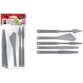 Conjunto de espátulas Marabu, plástico, 5 peças, para tintas pastosas, pastas de textura, tintas acrílicas, tintas a óleo, géis 0173000000031