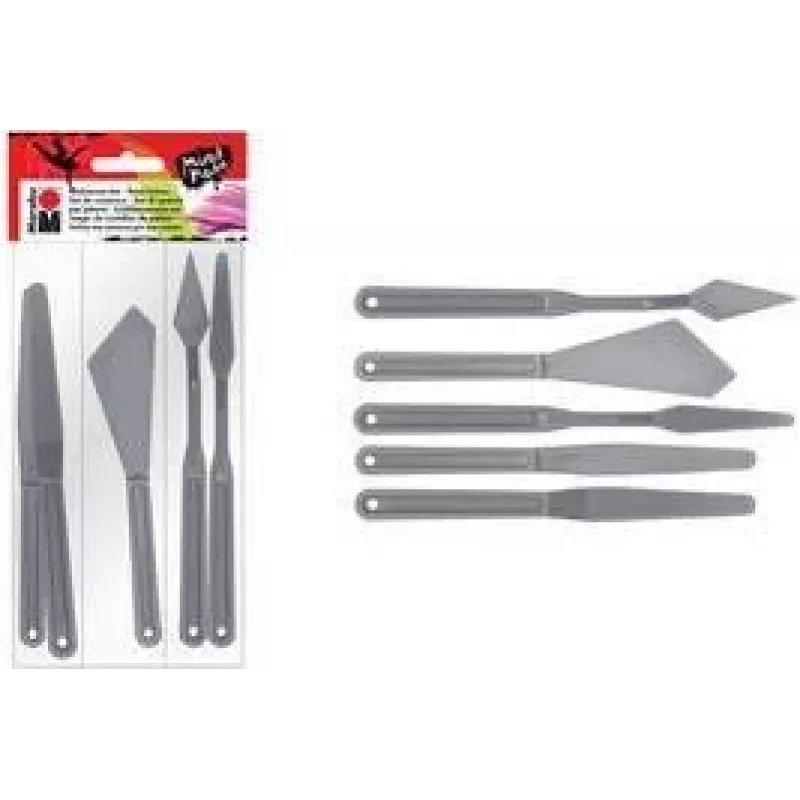 Conjunto de espátulas Marabu, plástico, 5 peças, para tintas pastosas, pastas de textura, tintas acrílicas, tintas a óleo, géis 0173000000031