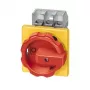 Interruptor principal / botão de emergência tripolar Siemens 3LD2804-0TK53, 125 A, montagem frontal, vermelho/amarelo