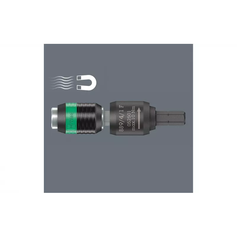 Cabo de chave de fendas porta-bits Wera 05052501001 com mandril de troca rápida Rapidaptor, encaixe sextavado de 1/4 polegadas, punho Kraftform multicomponente