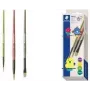 Conjunto de pincéis sintéticos STAEDTLER Noris, 3 peças, várias cores, cabos de plástico reciclado, virolas metálicas (989R-S BK3)