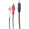 Cabo áudio SHIVERPEAKS BASIC-S, 2x ficha RCA para ficha jack de 3,5 mm, 5,0 m, estéreo, preto, saco de plástico BS30832-5