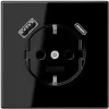 JUNG LS 1520-15 CA SW Tomada SCHUKO 16 A com carregador USB 1 x Type-A + 1 x Type-C, Safety Plus, Série LS, preto
