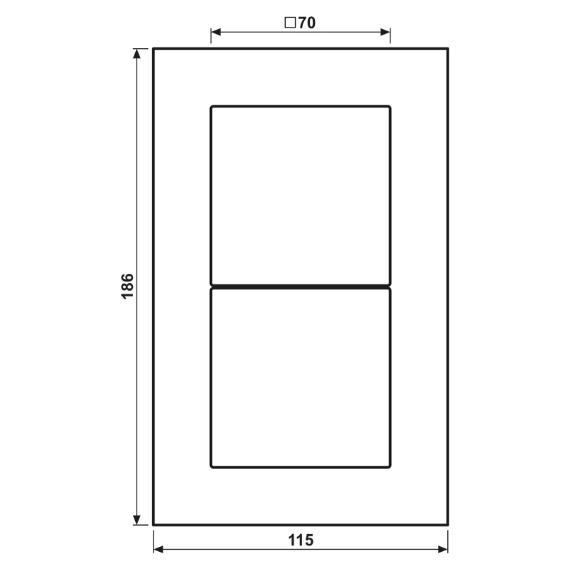 JUNG LSP 982 GLAS Moldura de vidro 2 módulos, LS PLUS, 115 x 186 x 11 mm