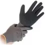 HYGOSTAR Skill Luvas de trabalho cinzento/preto tamanho S, nylon de malha fina com revestimento de polímero, imersão 1/4, pack de 12 33986