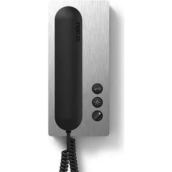 Siedle HTA 811-0 E/S Auscultador de telefone de porta - preto com elementos decorativos em aço inoxidável 200041543-00