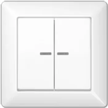JUNG AS 590-5 KO5 WW Tecla com moldura integrada 2 módulos, com guia de luz, duroplástico, Série AS, branco alpino