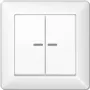 JUNG AS 590-5 KO5 WW Tecla com moldura integrada 2 módulos, com guia de luz, duroplástico, Série AS, branco alpino