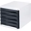 HELIT H6129498 Caixa de gavetas, 5 gavetas, cinzento-claro/preto, poliestireno/ABS, empilhável