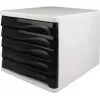 HELIT H6129498 Caixa de gavetas, 5 gavetas, cinzento-claro/preto, poliestireno/ABS, empilhável