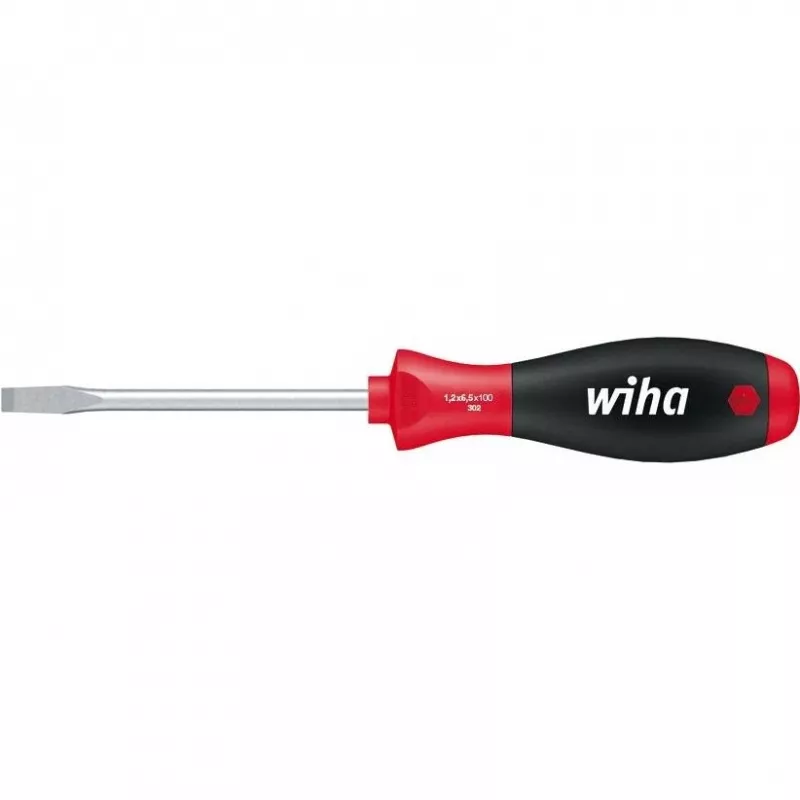 Wiha SoftFinish Chave de fendas de fenda 6,5 mm de largura da lâmina, 150 mm de comprimento da lâmina, DIN ISO 2380 00703