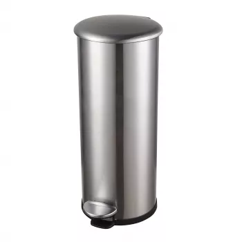 HELIT Caixote do lixo com pedal em zinco, 20 L, prateado aço inoxidável, redondo, fecho suave, pedal H2406600