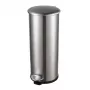 HELIT Caixote do lixo com pedal em zinco, 20 L, prateado aço inoxidável, redondo, fecho suave, pedal H2406600