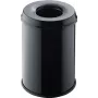 Helit H2515495 Caixote do lixo em aço com tampa corta-chamas, 15 litros, preto, redondo