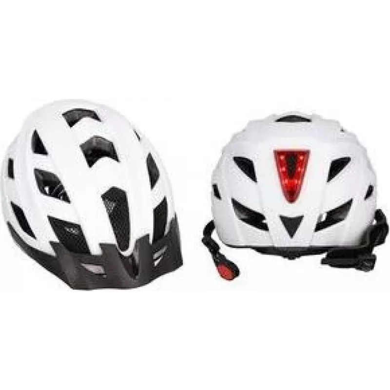 FISCHER Urban Plus Atlanta Capacete de bicicleta S/M, concha de policarbonato com interior EPS, luz traseira LED, rede de proteção contra insetos, viseira 720031