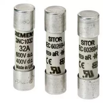Siemens 3NC2263 Fusível cilíndrico 6A 500V AC 250V DC gG 10x38mm