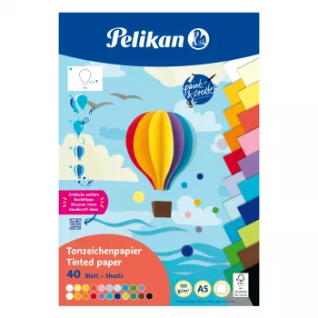 Pelikan Bloco de cartão colorido DIN A5, 40 folhas, 120 g/m², 21 cores, colado no topo 300002259