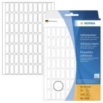 HERMA 2320 Etiquetas de papel autoadesivas, brancas, 8 x 20 mm, 2240 etiquetas (32 folhas x 70)
